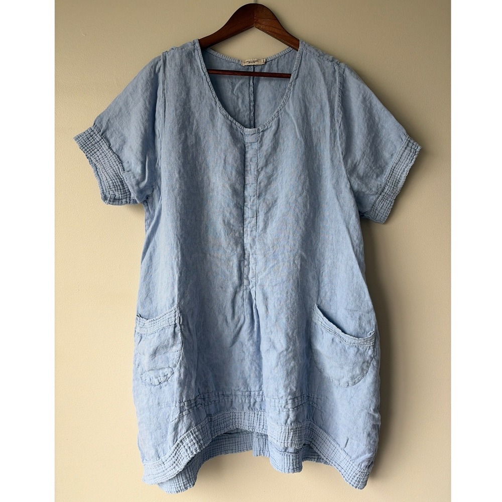 Lungo L'Arno 100% Linen Tunic Top Made in Italy Plus Size 2X Lagenlook LX907